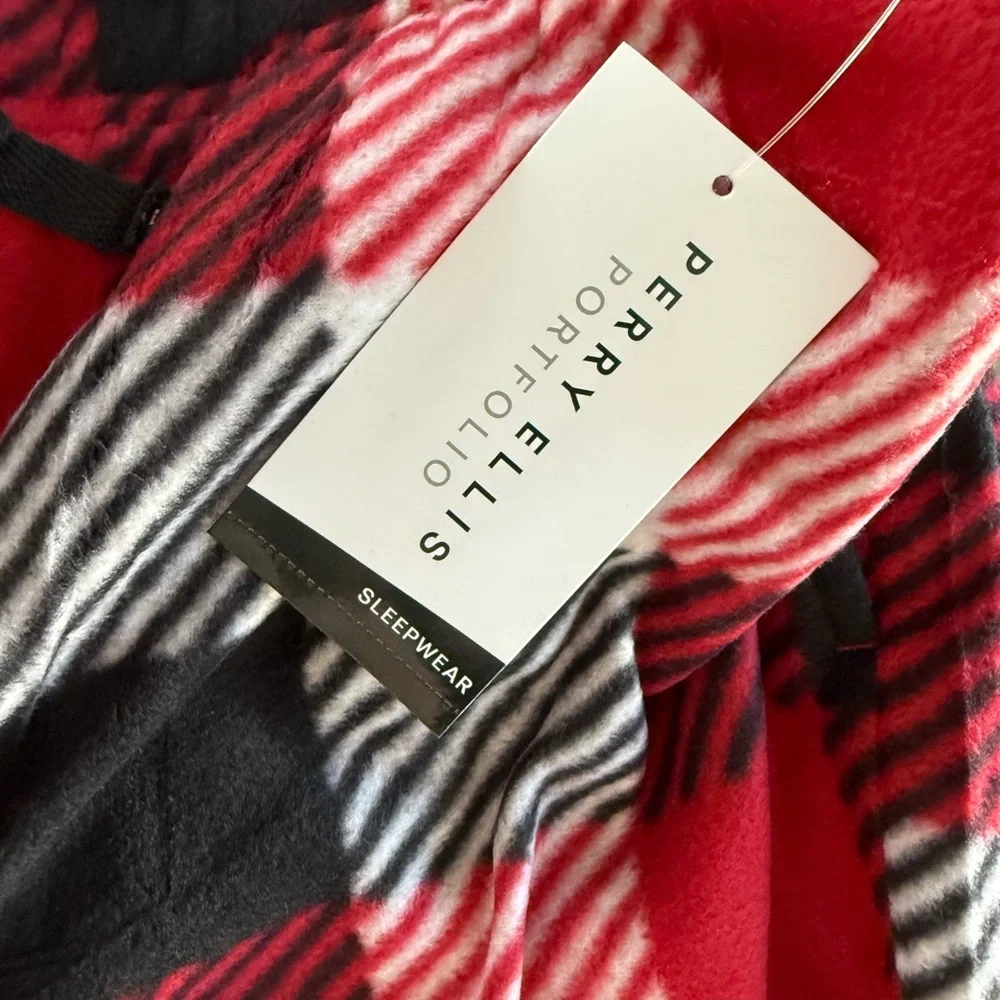 Perry Ellis Portfolio Fleece Plaid Sleep Lounge Pants NWT Size L